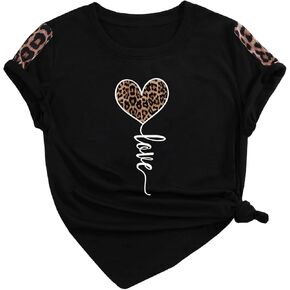 SOLY HUX Women's Letter Heart Graphic Print Tee Short Sleeve Crew Neck T Shirt Casual Summer Tops