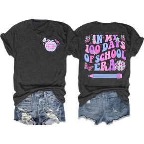 100 Days of School Shirts for Women School Inspirational Graphic Tshirt in My 100 Days of School Era Tops
