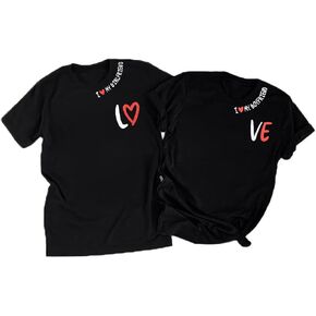 I Heart My Girlfriend Boyfriend T-Shirt for Couples His and Hers Matching Shirts Funny Valentines Love Tee Short Sleeve Top