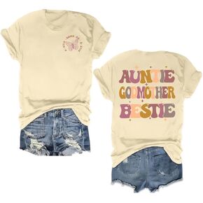 LAZYCHILD Auntie Shirts for Women: Funny Aunt Shirt Auntie Godmother Bestie T-Shirt Aunt Gifts Tee Tops