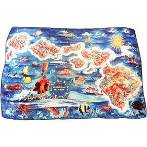 Scarf Vintage Map Hawaiian Island Chiffon Sarong