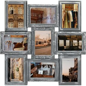 Jerry & Maggie 12 Opening Collage Photo Frame Rustic 23×18 Vintage Embossed Finish PVC Picture Frames Selfie Gallery Collage Wall Hanging For 6×4 Photo, White