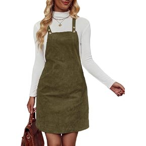 Milumia Women's Overall Dress Button Sleeveless Pocket Straight Hem Mini Pinafore Dresses