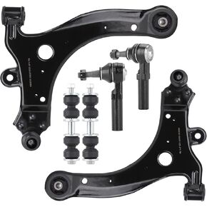 Front Lower Control Arm with ball Joint Assembly + Sway Bar End Link + Outer Tie Rod End Link Passenger & Driver Left Right Side Suspension Kit Replacement for 2005-2009 Buick Allure