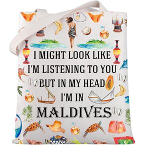 WSNANG Maldives Travel Tote Bag Maldives Souvenir Shopping Bag Maldives Honeymoon Gift Welcome to Maldives Gift