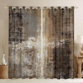 Erosebridal Brown Grey Curtains,Vintage Oil Painting 30-50% Blackout Curtains 42x90,Grunge Ombre Curtains & Drapes,Abstract Art Artwork Window Curtains 2 Panels