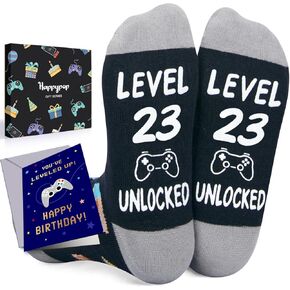 HAPPYPOP 23rd Birthday Gifts Socks Ideas - Socks for 23 Year Olds Women Men, Best Gifts for 23 Year Olds, 23rd Birthday Socks With Greeting Card