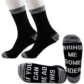 JXGZSO 2 Pairs Apple Drink Lover Gift Beer Socks If You Can Read This Bring Me Some Apple Lover Socks