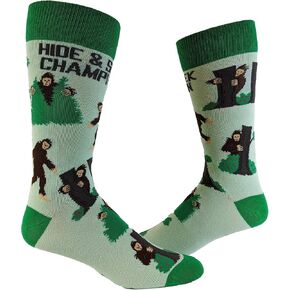 Bigfoot Hide And Seek Champion Socks Funny Camping Sasquatch Knit Novelty Footwear
