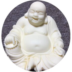 White Laughing Buddha Statue for Home Office Decor,Small Buddha Figurine Ornaments for Feng Shui Good Luck, Wealth and Happiness