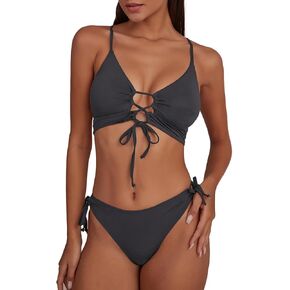 CHYRII Womens Sexy Cutout Bikini Sets Lace Up High Cut Thong Two Piece Swimsuit
