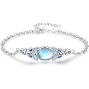 Evil Eye Bracelets Witch Bracelet Moonstone Jewelry Bracelets 925 Sterling Silver Bracelet Crystals Pentagram Pentacle Celtic Knot Triple Moon Goddess Infinity Heart Moonstone Butterfly Bracelet