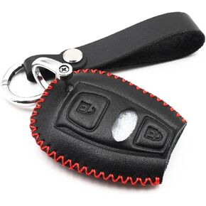 Leather 2 Buttons Smart Key Fob Case Cover Chain for Infiniti QX30 2017 2018 2019 (Black)