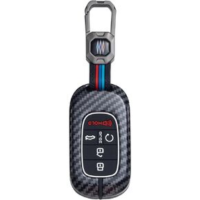 for Honda Key Fob Cover Metal Key Fob Holder Car Smart Key Case Keychain Compatible for Accord Civic CRV Pilot HRV 2024 2023 2022 (Carbon Fiber)