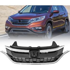 Honeycomb Front Bumper Grille For Honda CRV CR-V Black With Chrome Trim Grill 2015 2016