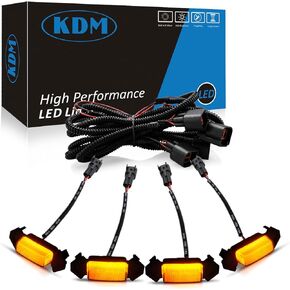 مصباح شبكي LED KDM مناسب لـ Toyo-ta Tacoma 2016-2023 TRD PRO مع حزام أسلاك، نمط رابتور لمصباح الشبكة الأمامية العلوية OEM، عدسة مدخنة ضوء أبيض، حزمة من 4 قطع