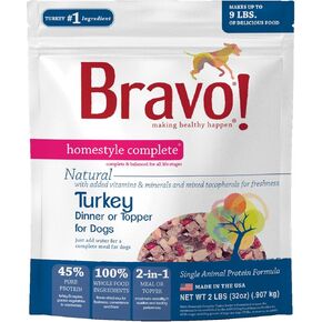 Bravo! Homestyle Complete Turkey Dinner Grain-Free Freeze-Dried Dog Food, 4-lb Bag