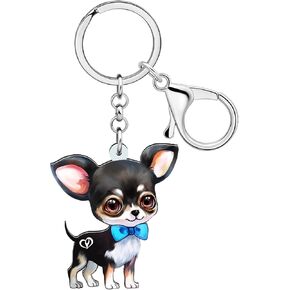 Acrylic Chihuahua Dog Keychain Puppy Pets Jewelry Gifts for Women Girls Kids Dog Lovers Car Keyring Wallet Accessories