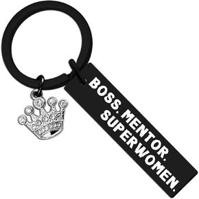 White Elephant Gifts for Adults Boss Lady Gifts for Women Best Birthday Christmas Gift for Bosses Female Girl Office Promotion Retirement Leaving Job Boss Day Keychain for Boss Womens (Black)