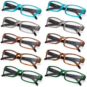 10 Pack Retro Spring Hinges Reading Glasses for Men Women Classic Readers