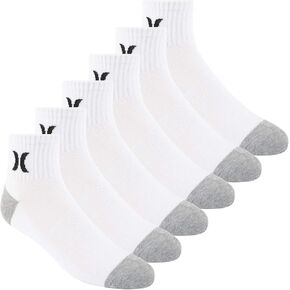 Hurley mens 6 Pack 1/2 Terry Quarter Crew Socks, Coconut Milk, 10 13 US