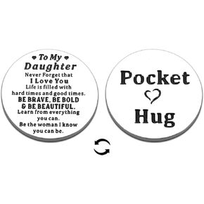 Valentiens Day Gifts for Daughter Inspirational Pocket Hug Token for Daughter, to My Daughter Gifts from Mom, Gifts for Student College Girl, Daughter Gifts from Mom, Valentiens Day Gifts for Daughter