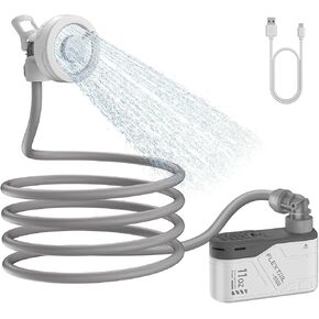 FLEXTAILGEAR MAX SHOWER Ultralight Rechargeable Outdoor Shower Pump, Portable Camping Showerhead Handheld, Travel Shower with USB-C Water Pump for Hiking, Car wash, Pet Cleaning, Beach Vacations