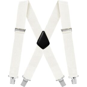 Fasker Mens Suspenders X-Back Wide Adjustable Solid Straight Heavy Duty Clip Suspenders for Men Women