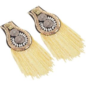 CM Fashion Star Tassel Link Chain Epaulet Shoulder Boards Badge, 1 Pair (Gold Tone(Style 2))