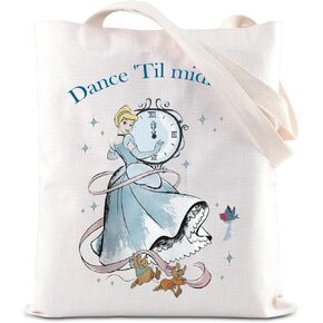 Dance Til Midnight Tote Bag Princess Cinderella Gift Fairy Tale Fans Gifts Jaq and Gus Lovers Gift Magic Kingdom Handle Bag
