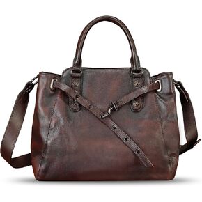 Genuine Leather Satchel Handbag for Women Vintage Handmade Purse Shoulder Bag Cowhide Tote Bag Casual Daypack