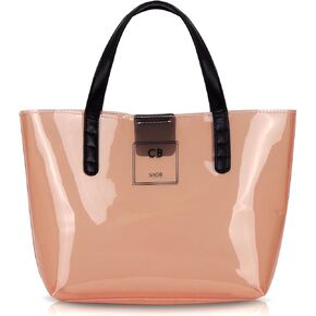 Mini Tote Bag, PVC Travel Tote Bag with Inner Pockets, Cynthia Bailey Bags for Women, Magnetic Clasp Enclosure Bag
