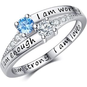 Inspirational Ring 925 Sterling Silver I Am Enough I Am Worthy I Am Strong I Am Loved Ring Spiritual Jewelry for Women