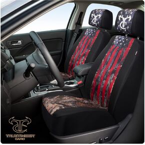 TrueTimber Car Seat Covers 2-Piece Kanati Freedom Seat Covers, Camouflage Car Seat Covers, Water Resistant, Universal-Fit Automotive Seat Covers for Car, Truck, SUV, Patriotic Seat Covers - Camo