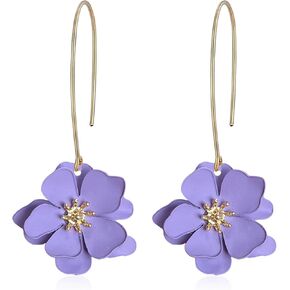 Anmpab Bohemian Matte Flower Dangle Drop Earrings floral Stud Earrings For Women Statement Wedding Holiday Jewelry