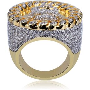 14K Gold Cat's Eye Cut Inlaid Moissanite Ring, Men's Portrait Hip-Hop Ring, A Distinctive Accessory for Trendsetters, Gift for Men