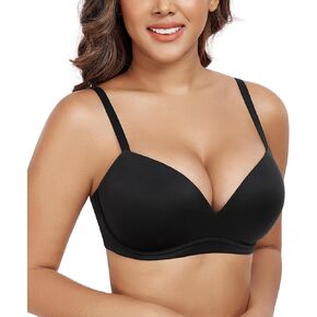 DotVol Women's Push Up Wireless Comfortable Padded Plunge No Underwire Everyday Bra