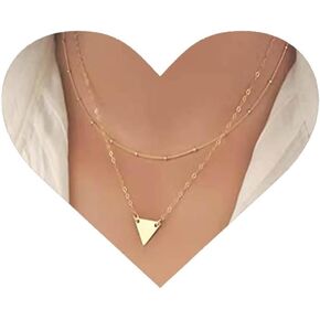 Vintage Layered Triangle Choker Necklace Triangle Pendant Necklace Gold Geometric Necklace Jewelry Minimalist Necklace Chain Jewelry for Women