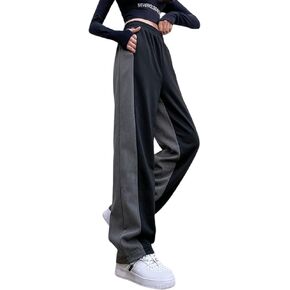 Straight Leg Sweatpants for Women Y2k Baggy Joggers for Women Patchwork Elastic High Waist Pants Soft Lounge Trouser