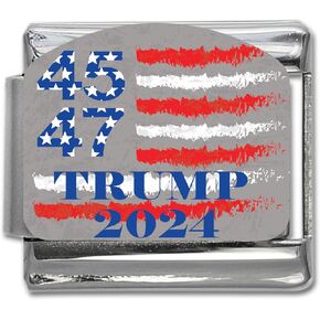 USA Presidential Donald J Trump 45th and 47th President, 9mm Stainless Steel Italian Charm Links Bracelets