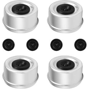 4PCS 2.44'' Trailer Hub Cap Trailer Wheel Bearing Dust Cap with Extra 4 Rubber Plugs Trailer Axle Dust Cap for EZ Lube Trailer Dust Cap 5200 to 6000 Lb