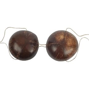 Tropical Isle Genuine Authentic Hula Girl Coconut Bra Luau Bikini Top, Brown, One Size