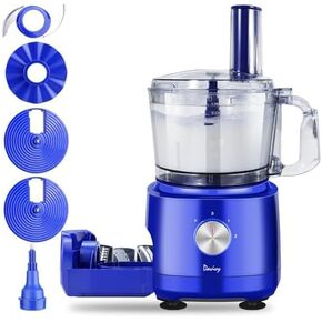 Davivy Food Processor 13 Cup,Stainless Steel Bowl Food Processor,7 Blades with 9 Functions Vegetable Chopper for Home Use,Stepless Variable Control,Black,600W (13-Cup Stainless Steel Bowl)