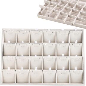 Mornajina 24 Grid Jewelry Tray Velvet Jewelry Display Tray with Removable Dividers, Jewelry Organizer Stackable Trays for Earrings Necklaces Bracelet Rings Display Showcase - Black