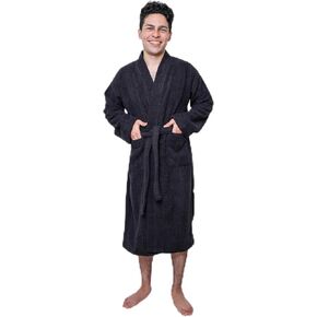 GOLD TEXTILES Premium Terry Cloth Robes for Man's Lightweight Bathrobe, Adjustable Towel Robe Belt with Collar