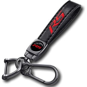 Leather Car Key Chain Metal Car Keyring Accessories Replacement with Suit for Chevy Camaro SS Cars Accessories (SS White Sliver)