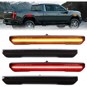 4PCS White Smoked Lens LED Side Marker Lights Replacement for GMC Sierra 2500HD 3500HD 2020-2024 AT4 SLE SLT Base Denali Pickup, Front Rear Fender Driver Passenger Sides Lamps