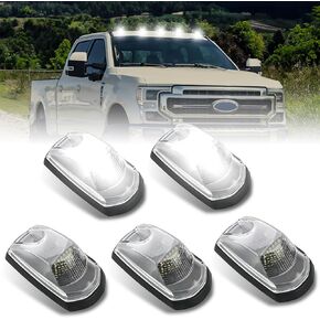 Bestiew Clear Lens LED Cab Roof Marker Lights Top Clearance Running Lamps for 2017 2018 2019 2020 2021 2022 2023 2024 Ford F250 F350 F450 F550 Super Duty,Pack of 5 (White)