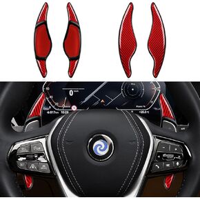 2PCS Steering Wheel Paddle Shifter Extensions Trim Carbon Fiber Decal Shift Paddle Blade Sticker fits for BMW G20 G30 G31 G11 G14 X3 G01 X4 G02 X5 G05 X6 G06 X7 G07 Z4 G29 Accessories (Black)