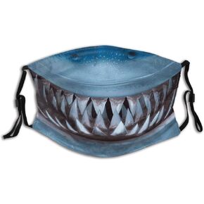 FABE Shark Mouth Face Mask with 2 Pcs Filters, Funny Reusable Washable Balaclavas for Women Man YouthOne Size